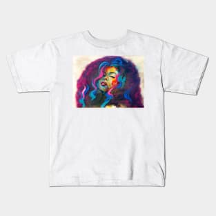 Abstract portrait of a young girl with curly hair. Kids T-Shirt